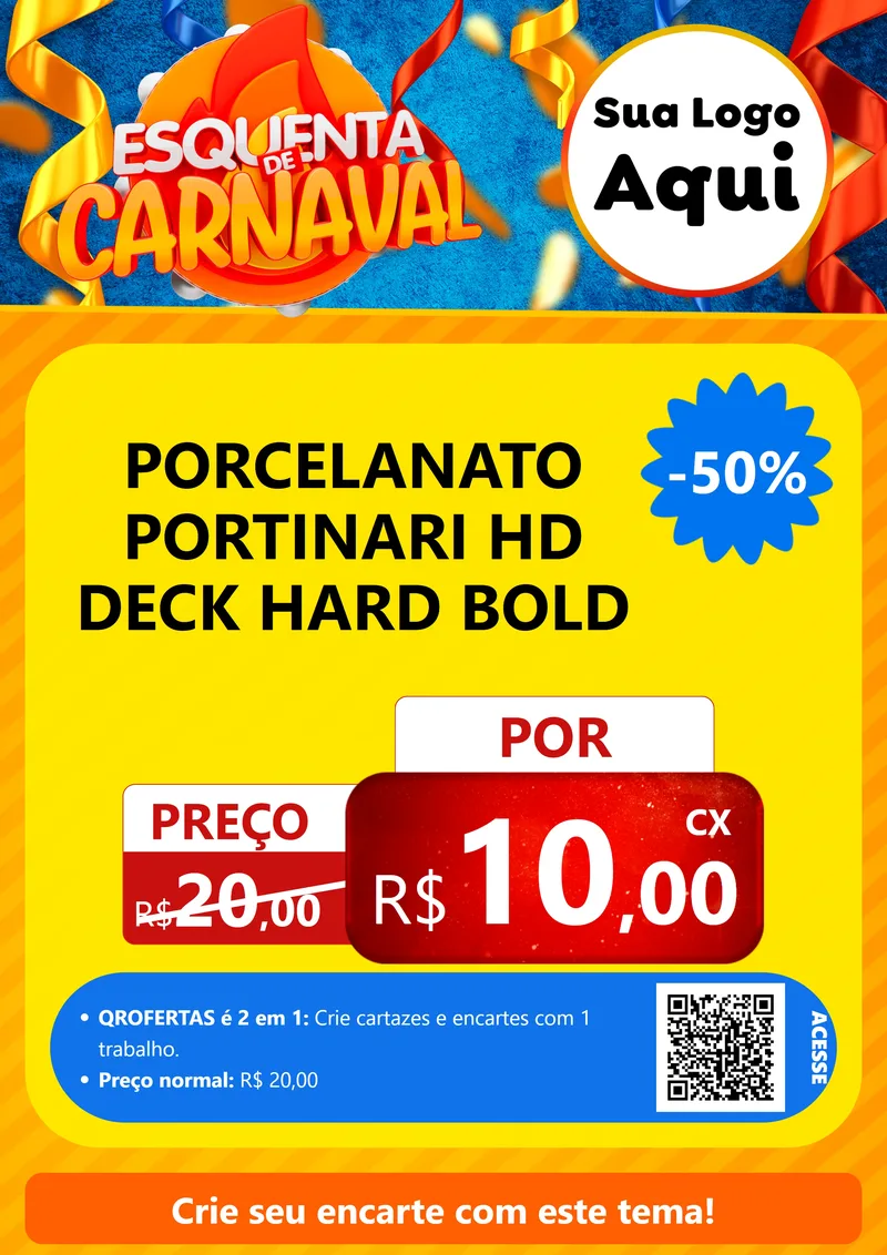 Modelo de Cartaz para Cartaz A4 Vertical com o tema Esquenta de Carnaval para Pisos e revestimentos