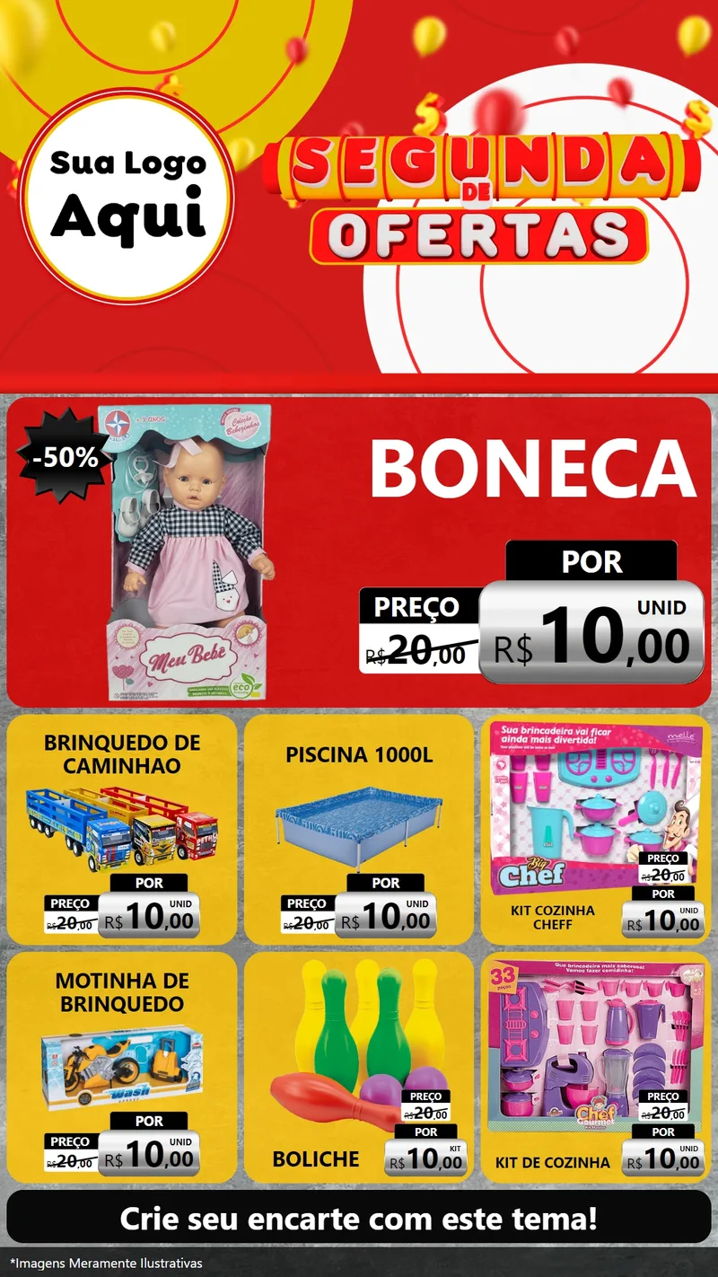 Modelo de Rede Social para Stories com o tema Segunda de Ofertas para Brinquedos
