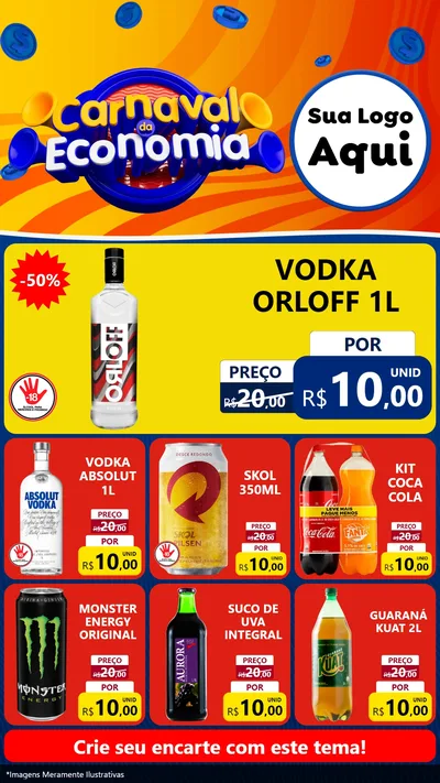 Modelo de Rede Social para Stories com o tema Carnaval da Economia para Distribuidora de bebidas