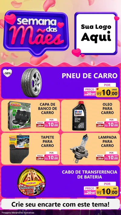 Modelo de TV para TV Vertical com o tema Semana das Mães para Auto peças