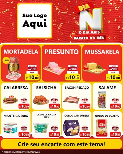 Modelo de Rede Social para Feed Instagram com o tema Dia N o Dia Mais Barato do Mês para Frios e Laticínios