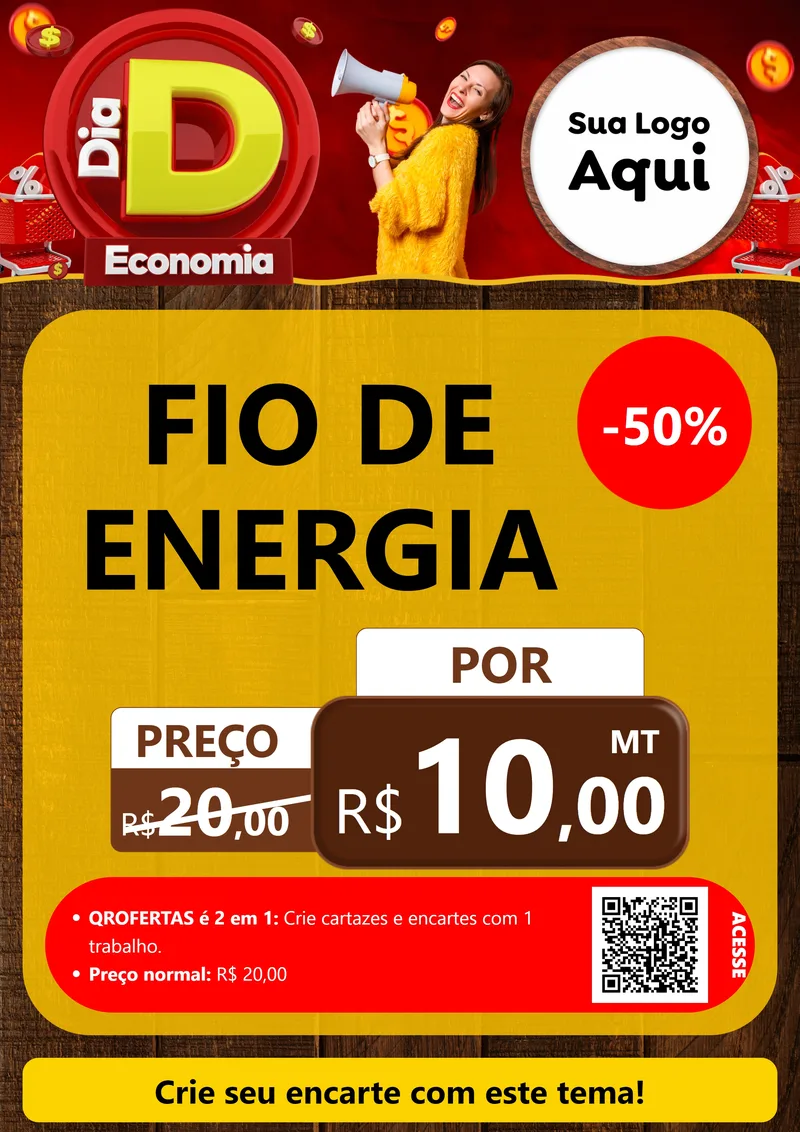 Modelo de Cartaz para Cartaz A4 Vertical com o tema Dia D Economia para Materiais Elétricos
