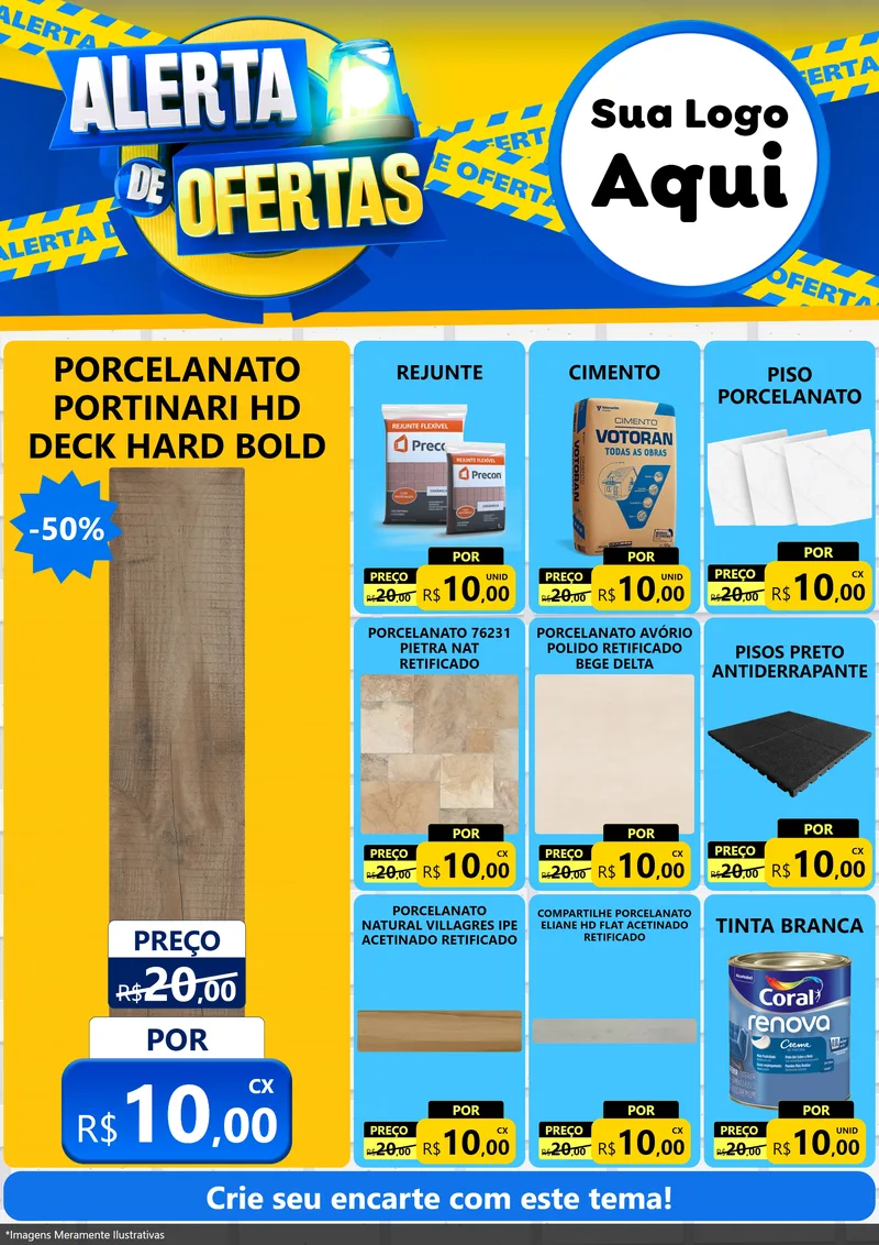 Modelo de Encarte para Encarte A4 Vertical com o tema Alerta de Ofertas para Pisos e revestimentos