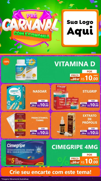 Modelo de TV para TV Vertical com o tema Pré-Carnaval Com Economia para Farmácia