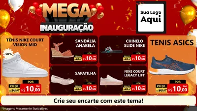 Modelo de TV para TV Horizontal com o tema Mega Inauguração para Calçados