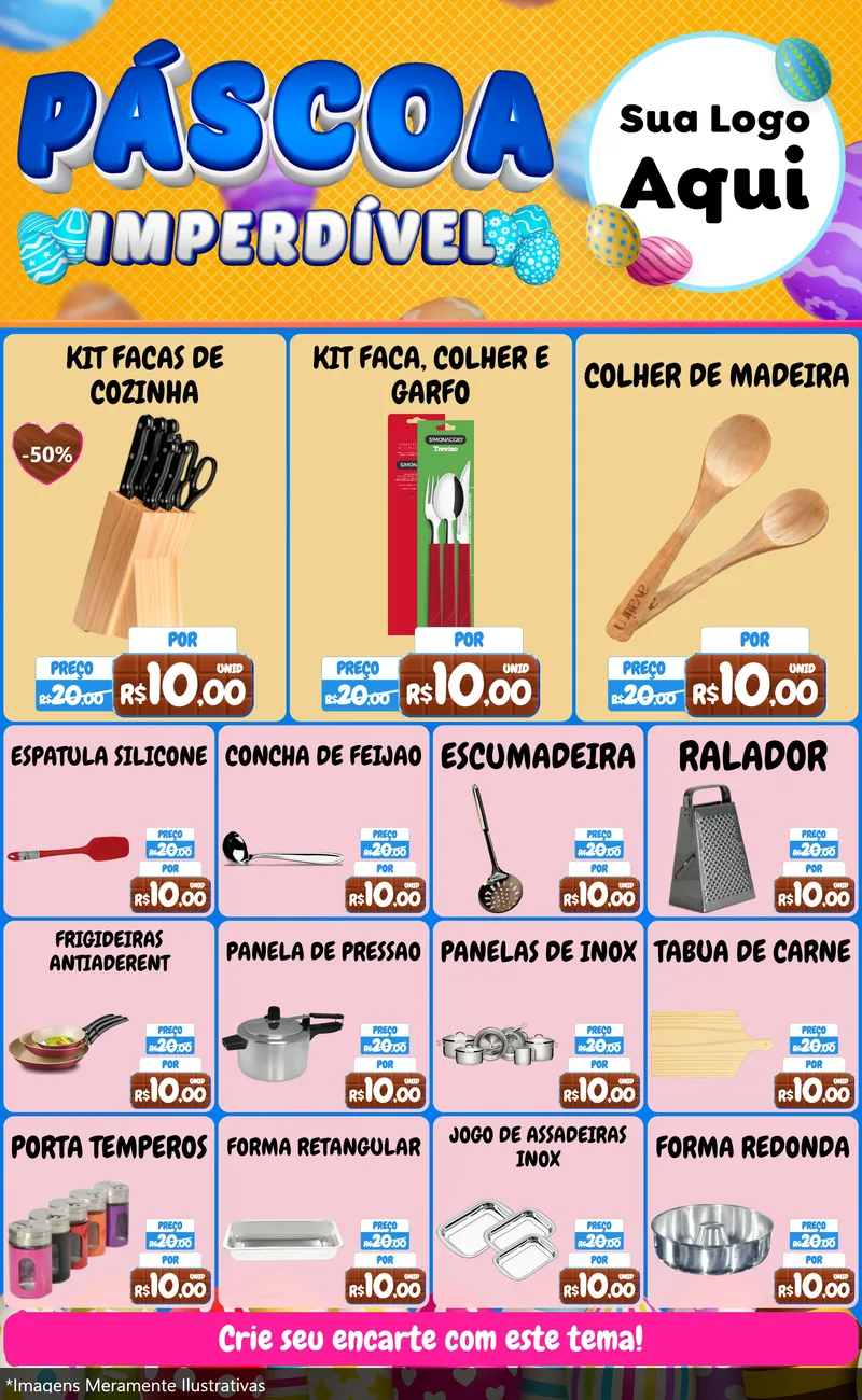 Modelo de Encarte para Encarte Grande com o tema Páscoa Imperdível para Utilidades Domésticas