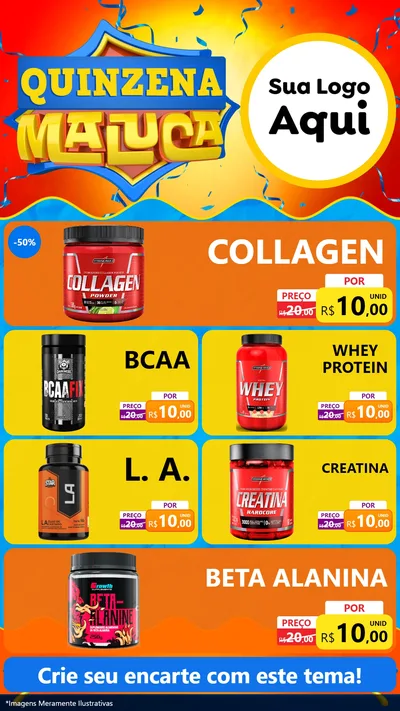 Modelo de TV para TV Vertical com o tema Quinzena Maluca para Suplementos alimentares