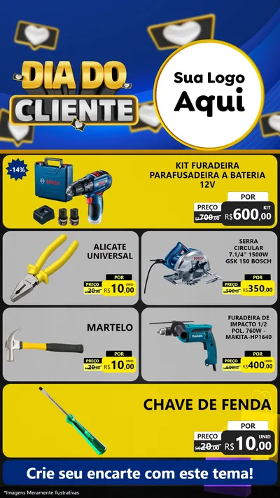 Modelo de TV para TV Vertical com o tema Dia Do Cliente para Maquinas e Ferramentas