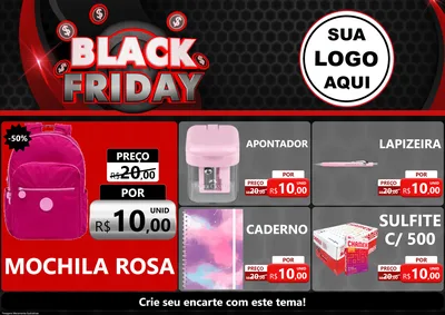 Modelo de Encarte para Encarte A4 Horizontal com o tema Black Friday para Papelaria