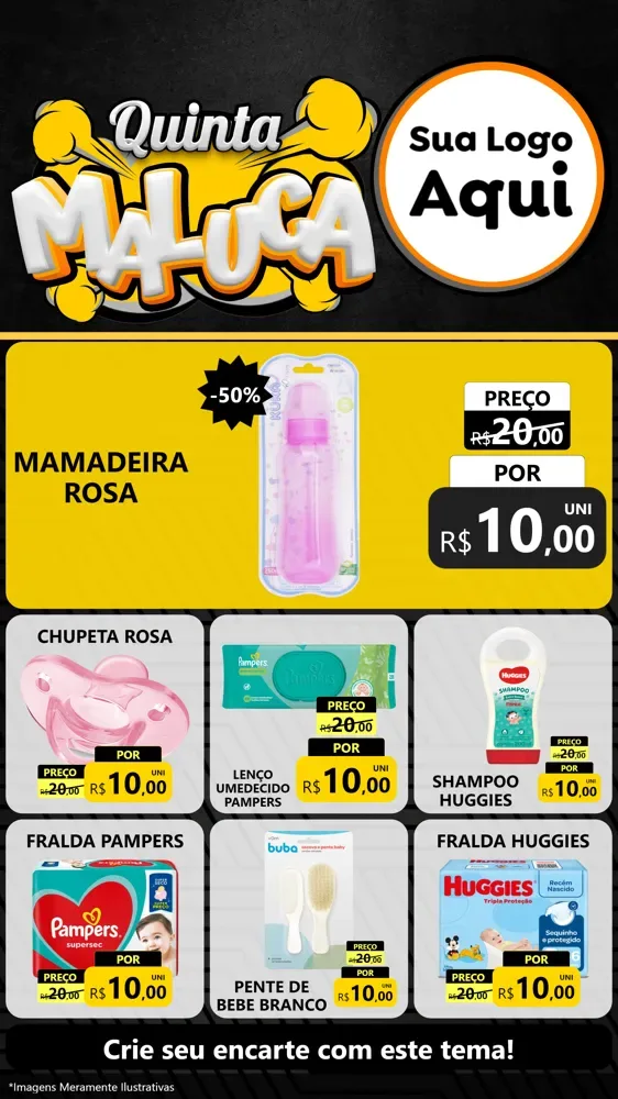 Modelo de Rede Social para Stories com o tema Quinta Maluca para Bebês