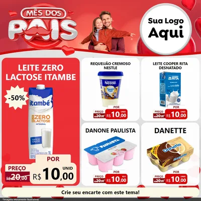 Modelo de Rede Social para Feed Facebook com o tema Mês dos Pais para Frios e Laticínios