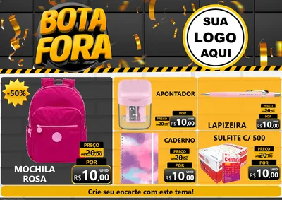 Modelo de Encarte para Encarte A4 Horizontal com o tema Bota Fora para Papelaria