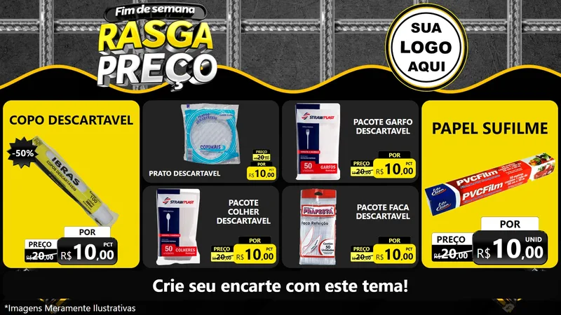 Modelo de TV para TV Horizontal com o tema Fim de Semana Rasga Preço para Embalagens
