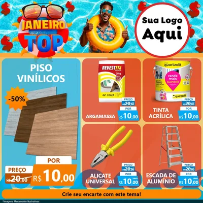 Modelo de Rede Social para Feed Facebook com o tema Janeiro Top para Material para Construção