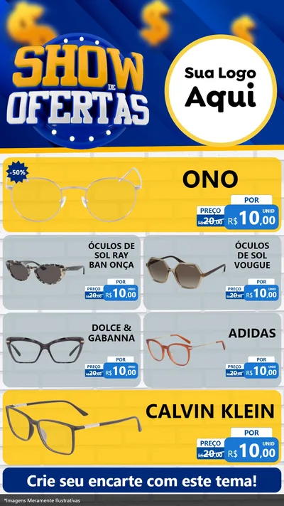 Modelo de TV para TV Vertical com o tema Show de Ofertas para Óticas