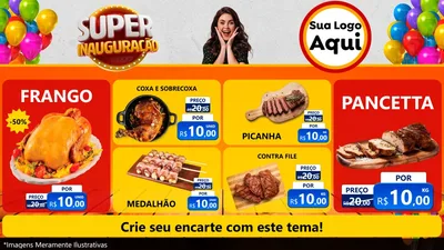 Modelo de TV para TV Horizontal com o tema Super Inauguração para Assados