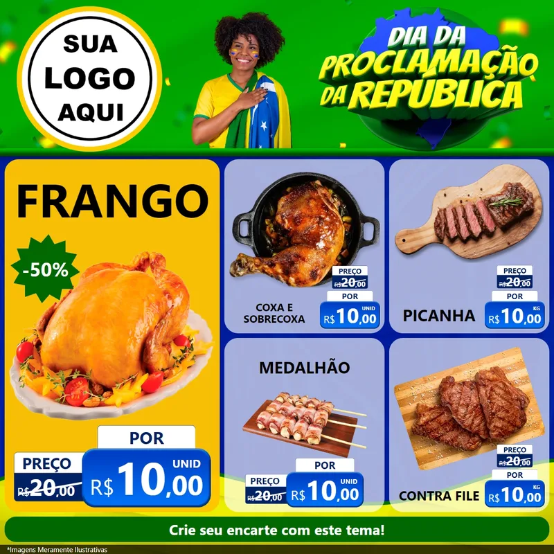 Modelo de Rede Social para Feed Facebook com o tema Dia Da Proclamação Da República para Assados