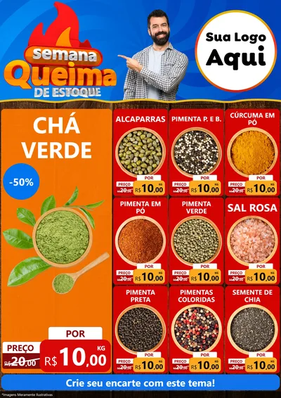 Modelo de Encarte para Encarte A4 Vertical com o tema Semana Queima de Estoque para Produtos Naturais