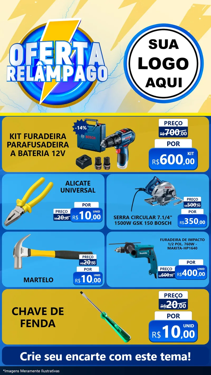 Modelo de TV para TV Vertical com o tema Oferta Relâmpago para Maquinas e Ferramentas