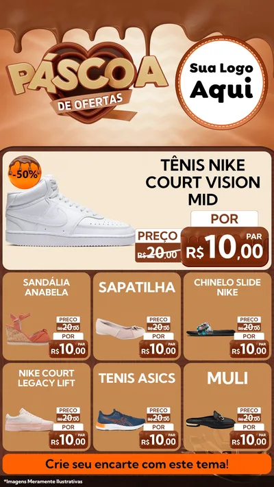 Modelo de Rede Social para Stories com o tema Páscoa de Ofertas para Calçados