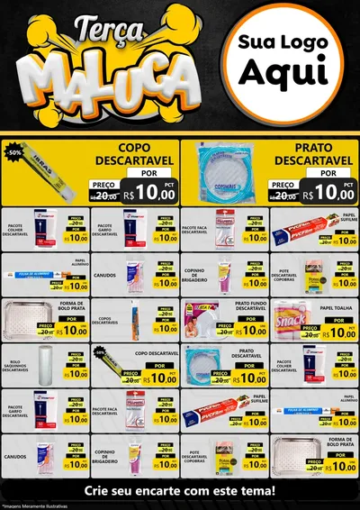 Modelo de Encarte para Encarte A4 Vertical com o tema Terça Maluca para Embalagens
