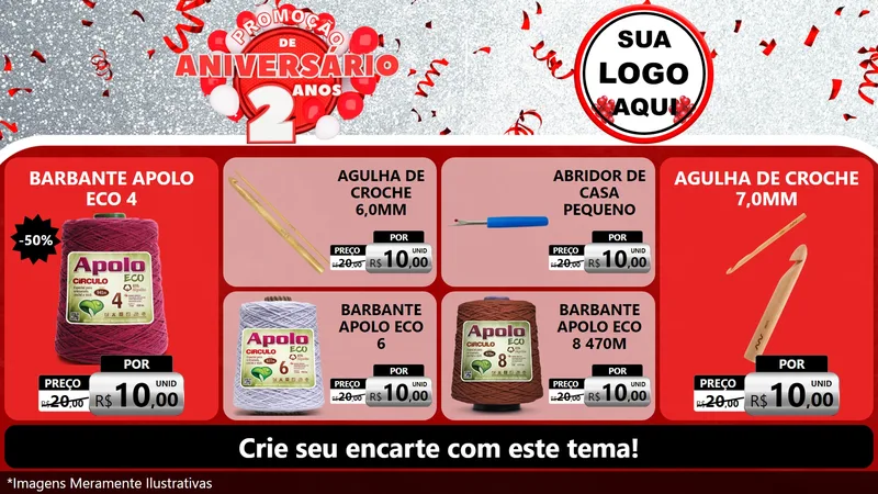Modelo de TV para TV Horizontal com o tema Promoção de Aniversário - 2 Anos para Armarinho e Aviamentos