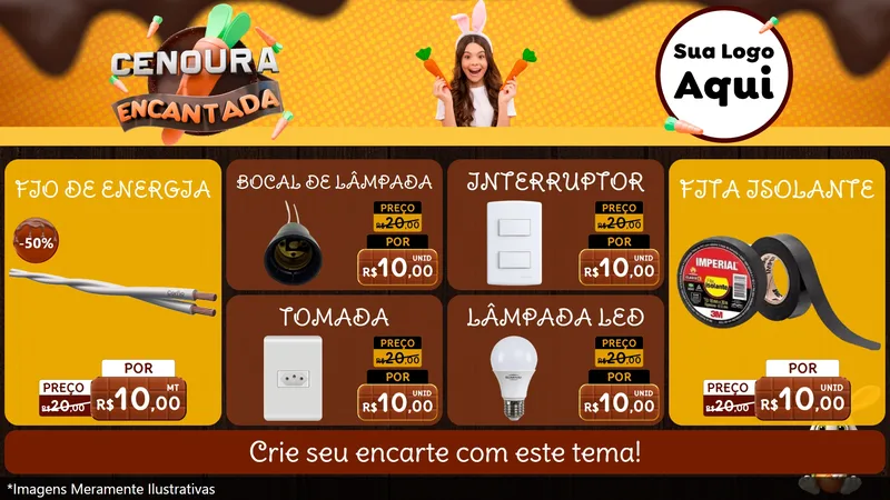 Modelo de TV para TV Horizontal com o tema Cenoura Encantada - Páscoa para Materiais Elétricos