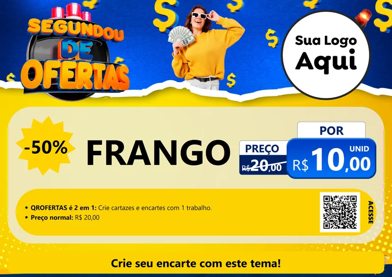 Modelo de Cartaz para Cartaz A4 Horizontal com o tema Segundou de Ofertas para Assados