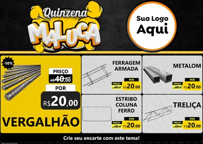 Modelo de Encarte para Encarte A4 Horizontal com o tema Quinzena Maluca para Ferragens