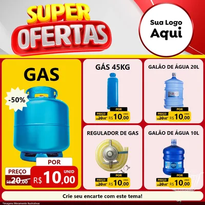 Modelo de Rede Social para Feed Facebook com o tema Super Ofertas para Água e gás