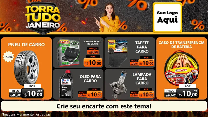 Modelo de TV para TV Horizontal com o tema Torra Tudo Janeiro para Auto peças