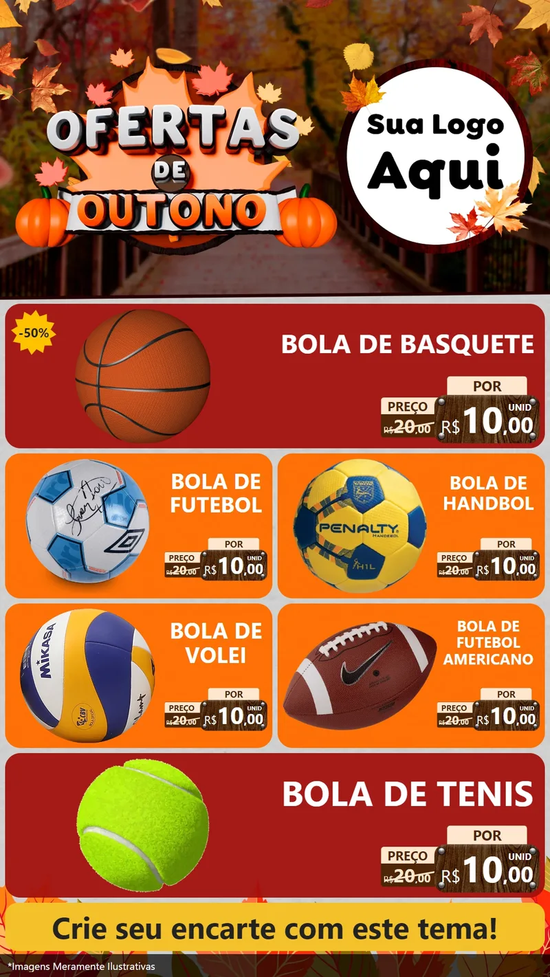 Modelo de TV para TV Vertical com o tema Ofertas de Outono para Artigos Esportivos