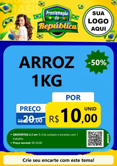Modelo de Cartaz para Cartaz A4 Vertical com o tema Proclamação da República para Supermercado