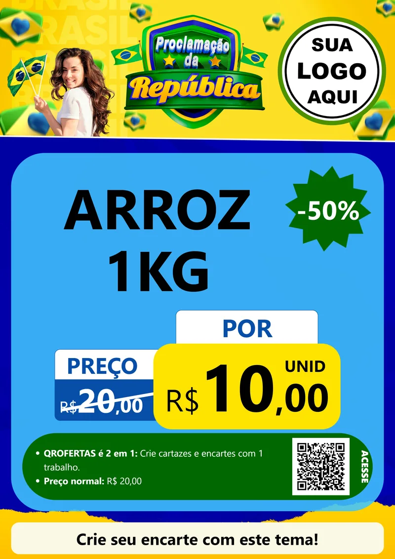 Modelo de Cartaz para Cartaz A4 Vertical com o tema Proclamação da República para Supermercado