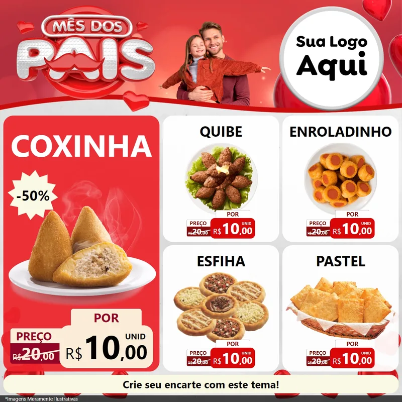 Modelo de Rede Social para Feed Facebook com o tema Mês dos Pais para Salgadaria