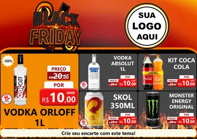 Modelo de Encarte para Encarte A4 Horizontal com o tema Black Friday para Distribuidora de bebidas