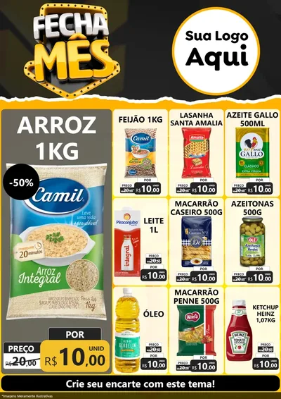 Modelo de Encarte para Encarte A4 Vertical com o tema Fecha Mês para Supermercado