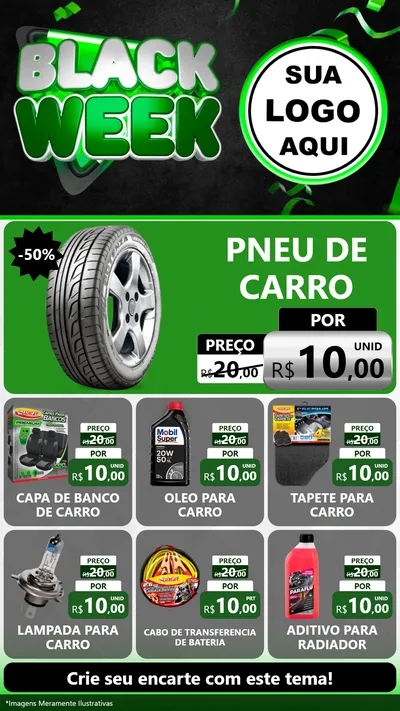 Modelo de Rede Social para Stories com o tema Black Week para Auto peças
