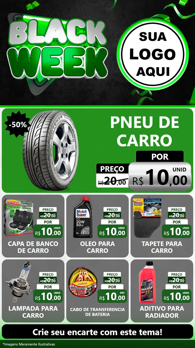 Modelo de Rede Social para Stories com o tema Black Week para Auto peças
