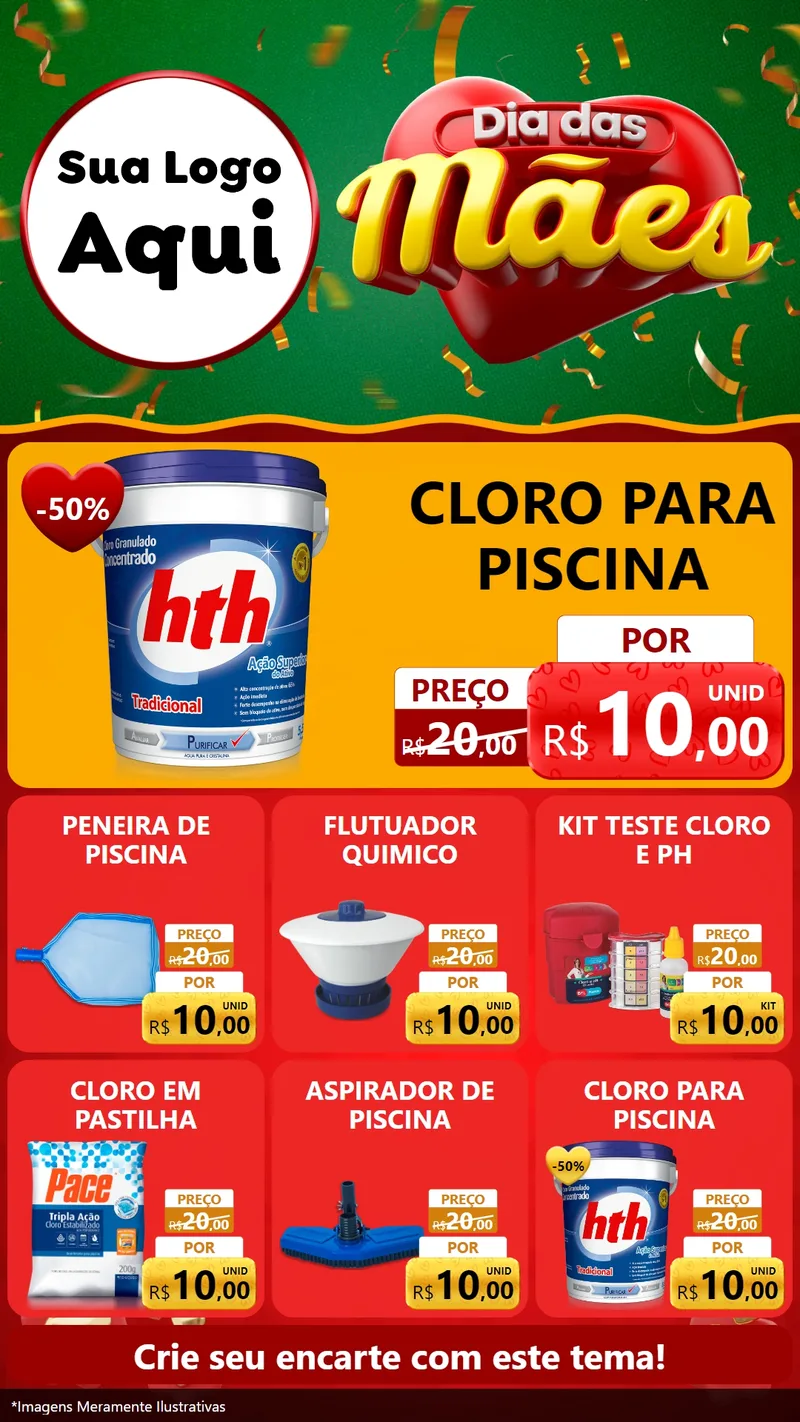 Modelo de Rede Social para Stories com o tema Dia das Mães para Produtos para Piscina