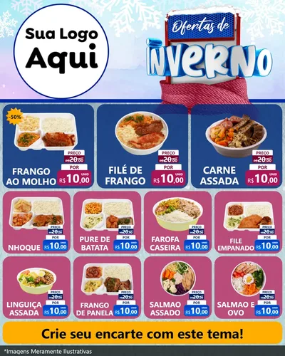 Modelo de Rede Social para Feed Instagram com o tema Ofertas de Inverno para Restaurante
