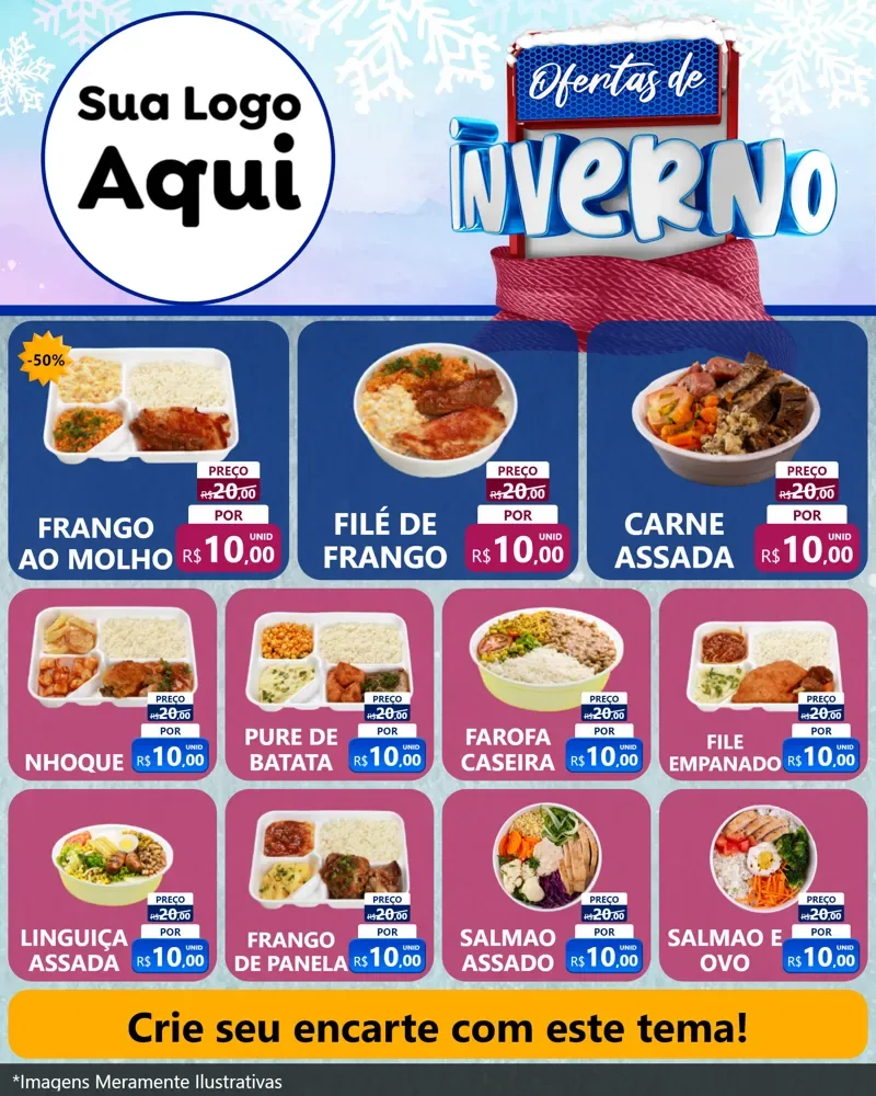 Modelo de Rede Social para Feed Instagram com o tema Ofertas de Inverno para Restaurante