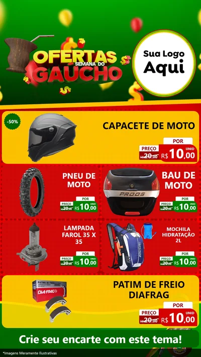 Modelo de TV para TV Vertical com o tema Ofertas Semana Do Gaúcho para Moto peças
