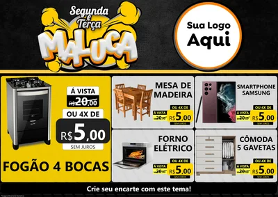 Modelo de Encarte para Encarte A4 Horizontal com o tema Segunda e Terça Maluca para Móveis e Eletro