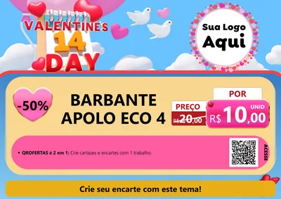 Modelo de Cartaz para Cartaz A4 Horizontal com o tema Valentine's Day para Armarinho e Aviamentos