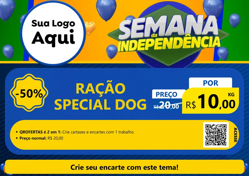 Modelo de Cartaz para Cartaz A4 Horizontal com o tema Semana da Independência para Pet Shop