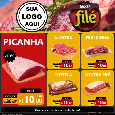Modelo de Rede Social para Feed Facebook com o tema Sexta Filé para Açougue