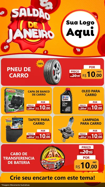 Modelo de TV para TV Vertical com o tema Saldão de Janeiro para Auto peças