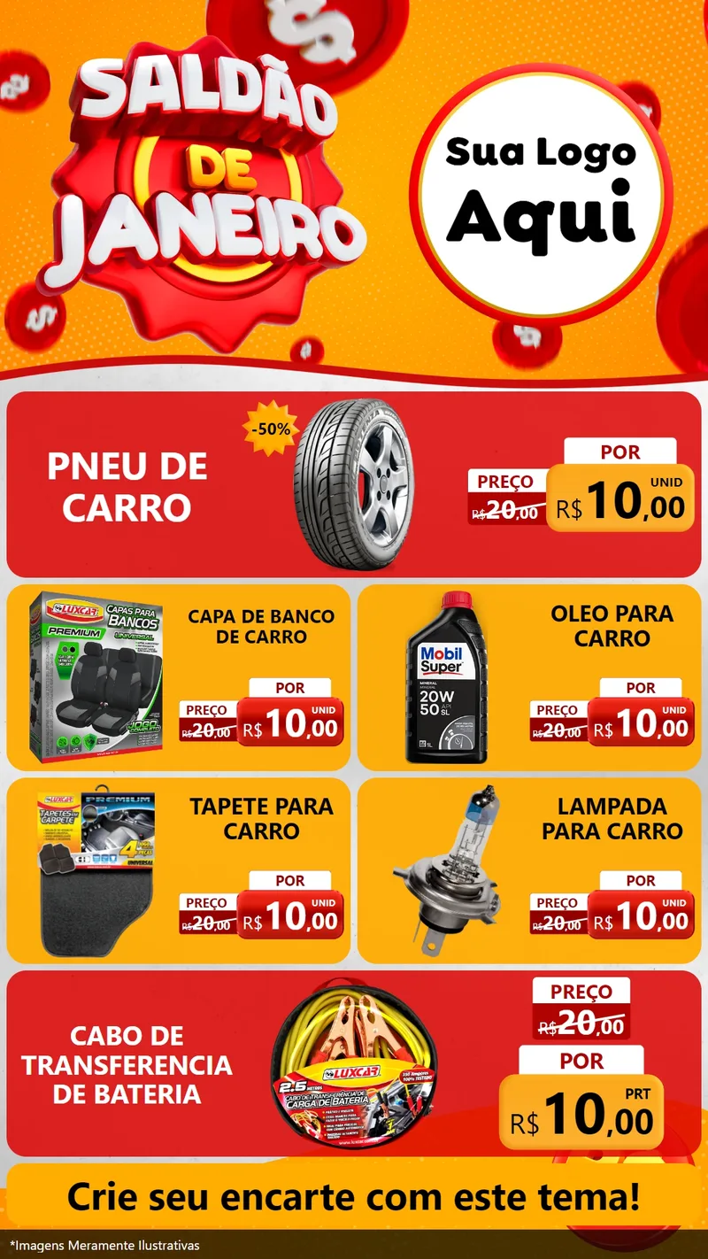 Modelo de TV para TV Vertical com o tema Saldão de Janeiro para Auto peças