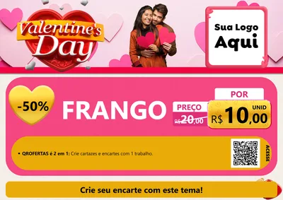 Modelo de Cartaz para Cartaz A4 Horizontal com o tema Valentine's Day para Assados